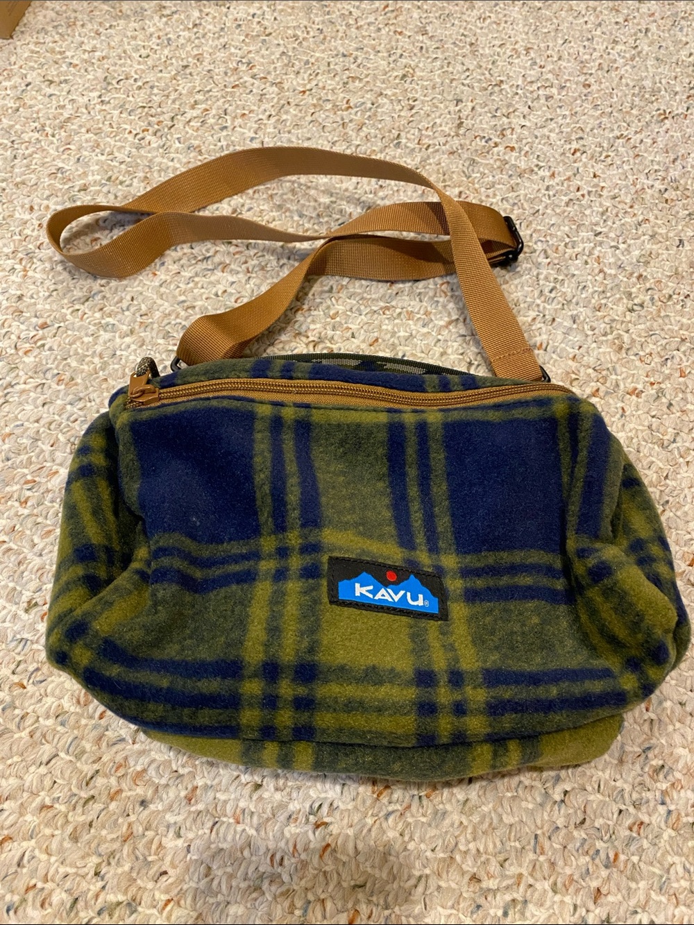 Kavu Plaid Fleece Crossbody Bag
